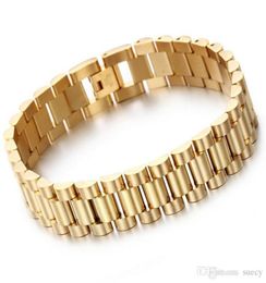 Mens Womens Watch Band Bracelet Hiphop Gold Silver Stainless Steel Watchband Strap Cuff Bangles Jewelry3233776