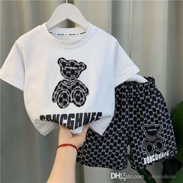 Kids Tracksuit Summer Baby Boys Clothes Sweatsuit Two Piece Set Short Sleeve T-shirt And Shorts Handsome Children Clothing Boys 2PCS Sets Casual Suit Outfits