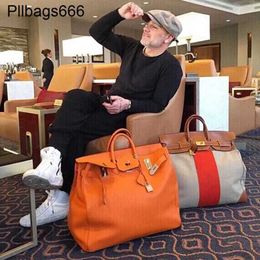 50cm Tote Bags Hac Designer Bag Handmade Limited Edition Oversized 50 Platinum Genuine Leather Large Capacity Portable Travel Mens and Womens Business Luggage XWOD