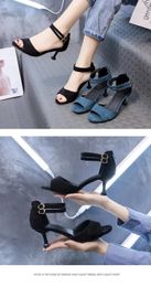 Dress Shoes Femininas Women Fashion Black Peep Toe High Quality Spring Stiletto Heels Lady Blue Comfort Office