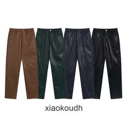 RHUDE High End Designer Byxor för brev broderi Casual Pu Leather Pants för män och kvinnor High Street raka benbyxor med 1: 1 originaletiketter