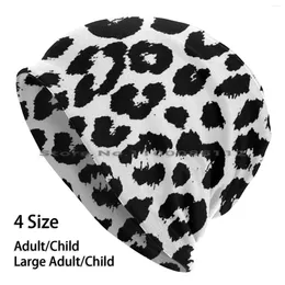Berets Black And White Leopard Patterns Beanies Knit Hat Girly Fashion Chic Love Skin