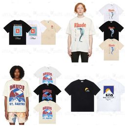 mens Designer T shirts rhude t shirt Clothing Graphic Tees Pattern Tops Summer Short Sleeve Tshirt Hip Hop Letter Graffiti Print Loose shirts rhude shirt S RV7S