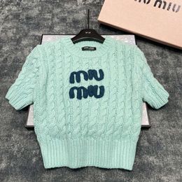 Women's Knits & Tees Mm Home 24 Early Autumn New Letter Embroidery Hollow Pullover Short Sleeve Sweater Series Fashion Versatile Knitted Slim Fit