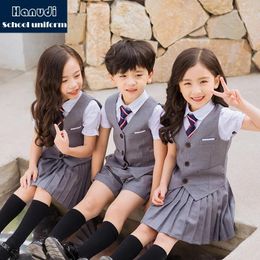 Clothing Sets British College Style Primary School Children Clothes Uniform Vest Suit Kids Formal Kindergarten