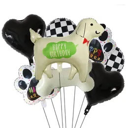 Party Decoration 8 Pcs Dog Bone Aluminum Foil White Black Heart Balloon Baby Shower Birthday Mosaic Ballons Supplies