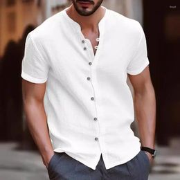 Men's Casual Shirts 2024 Summer Retro Cotton Linen Men Shirt Loose Male Short Sleeved