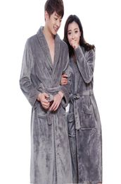 New Style Lovers Silk Soft Flannel Long Kimono Bath Robe Men Waffle Winter Bathrobe Mens Robes Dressing Gown Nightgowns for Male2625553