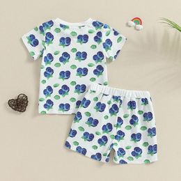 Clothing Sets Toddler Baby Girl Clothes Strawberry Print Short Sleeve T Shirt Elastic Waist Shorts Sweet Summer 2 Piece Outfit Set