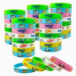 Other Toys Cartoon silicone bracelet blue family animated image wristband multi-color cute dog pattern soft rubber bracelet childrens gift s5178