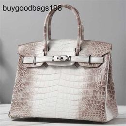 Himalayan Handbags Genuine Leather Bag Tote White Luxury Pure Handmade Highgrade Crocodile Skin Female Original Logo rj