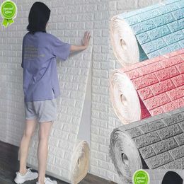 Wallpapers New 70Cmx1M 3D Brick Pattern Wall Sticker Self-Adhesive Panel Waterproof Living Room Wallpaper Home Decoration Drop Deliver Dhnuw