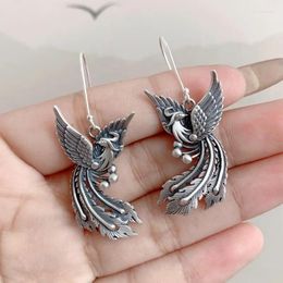 Dangle Earrings Vintage 925 Sterling Silver Phoenix Drop For Women Ethnic Statement Handmade Bird Ear Hook Jewelry EH190