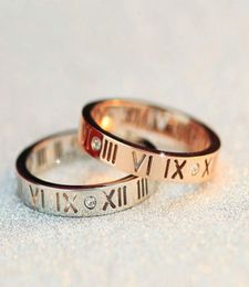 Roman letter cutout Women039s Diamond Ring ladies fashion rose gold ring Roman numeral silver rings Women039s Band Rings9296656