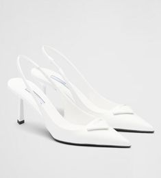 24S Elegant Woman Sandals Shoes Summer Walk White Nude Black High Heels Dress Patent Triangle Lady Slingback Pointed Toe Pumps Designer Womens Sandal Shoe EU35-41 Box