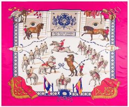Scarves 130cm Twill Silk Scarf Horse Printing Big Square Women Bandana Shawl Foulard Wraps For Ladies Echarpe1379998