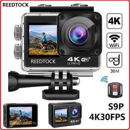Sports Action Video Cameras Action camera 4K/30FPS equipped with dual screen waterproof camera and remote control WiFi helmet sports video recorder J240514