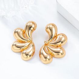 Stud Earrings Summer INS Fashion Bright Metal Flower For Women Punk Golden Silvery Alloy Floral Earring Wholesale Jewellery