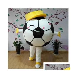 Mascot Football Costume Cartoon White Soccer Theme Character Christmas Carnival Party Fancy Costumes Adts Size Birthday Outdoor Drop Dhk0D