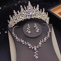 Wedding Jewelry Sets Gorgeous Tiaras Bridal Set Womens Crown Flower Necklace Clothing Q240517