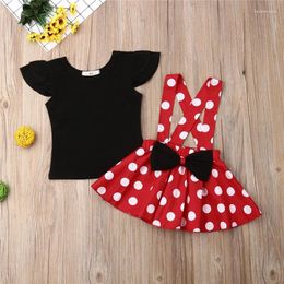 Clothing Sets 6-36Months Baby Girls Clothes Set Black Short Sleeve Tops White Polka Dot Red Dress For Outfits