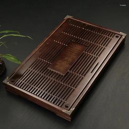 Tea Trays Chinese Solid Wooden Tray Teaware Set Carving Table Drawer Type Storage Drainage Board Vintage Home Decor