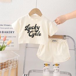 Clothing Sets Baby Girl Set Clothes 2024 Korean Fashion O-neck Letter Short Sleeve T-shirt Tops And Shorts Girls Boutique