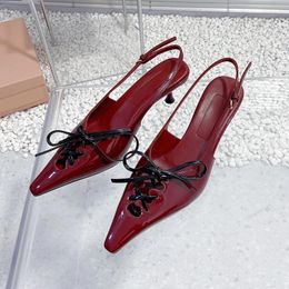 Sandals High-end High Heel Summer Patent Leather Material Pointy Toe Female Unique Upper Design Banquet Ladies Pumps