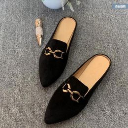 Slippers Woman Mules Shoes Outdoor Women Female Pointe Flat Baotou Low-heel Casual Comfortable Slides 2024