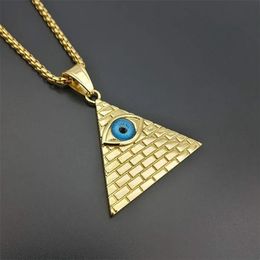Egyptian Pyramid Evil Eye of Providence Necklaces Pendants Men Women 14K Gold Golden Necklace Egypt Jewellery