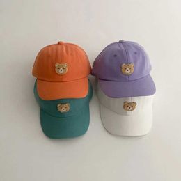 Caps Hats Korean Bear Childrens Baseball Hat Boys and Girls Outdoor Sunshine Visors Solid Colour Pea Hat Cute Cartoon Childrens Duck Tongue Hat WX