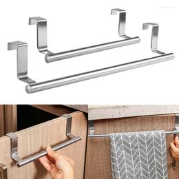 Kitchen Storage 1pc Stainless Steel Towel Rack Bathroom Holder Stand Cabinet Door Hanging Organiser Shelf Wall Mounted Bar