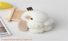 8cm Real Fur Rabbit Bunny Toy Bag Charm Key Chain Keyring Accessories Phone Purse Handbag6089869
