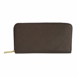 Wholesale Brown Black Plaid Purses Fashion Men Women Zip Purse Card Holders Wallet Leather Long Style Coin Pocket With Box 289f