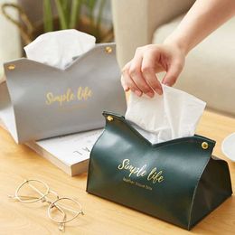 Tissue Boxes Napkins Fashionable car tissue box desktop napkin holder storage box desktop PU leather tissue container bathroom home decoration J240514