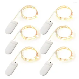 Strings 6pcs DIY LED String Light IP65 Waterproof Copper Wire Atmosphere Party Indoor Outdoor Home Decor Battery Operated Fairy Lamp