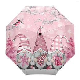 Umbrellas Christmas Winter Snow Scenery Snowflakes Parasol For Outdoor Full-Automatic Eight Bones Rain Umbrella Gift Adults Kids