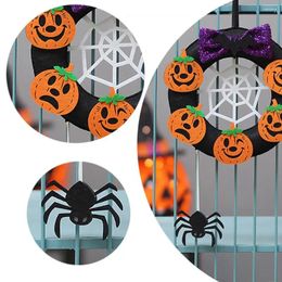 Decorative Flowers Easy To Hang Halloween Wreath Spooky Ghost Festival Decor Reusable Fabric Unique Party Supplies