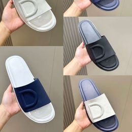 Slippers Black Rubber Slides Beach Sandals Men Fashion White Blue Summer Shoes Size 38-46 With Box 557