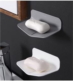 Self Adhesive Soap Dish with Draining Bar Soap Holder for Shower Wall Mount Soap Tray Dishes Plastic Soaps Saver Sink Drill 5956934