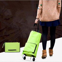 Shopping Bags Foldable Trolley Cart Reusable Eco Large Waterproof Bag Luggage Wheels Basket Non-Woven Market Pouch