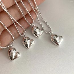 Pendants 925 Sterling Silver Necklace Heart Word Asymmetric Pendant Beaded Chain For Women Girl Jewellery Gift Drop Wholesale