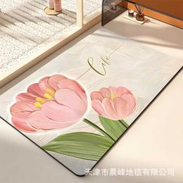 Carpets Flower diatom mud floor mat bathroom absorbent household door entrance anti slip quick drying foot drainage H240517