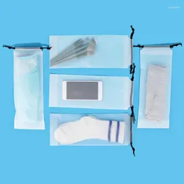 Storage Bags 2x Matte Translucent Plastic Bag Umbrella Reusable Socks Drawstring Home Organiser