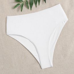 Fashion Women's Ruched Swim Bottoms High Waist Cheeky Swimsuit Bikini White Seamless Panty Summer Swimming Shorts