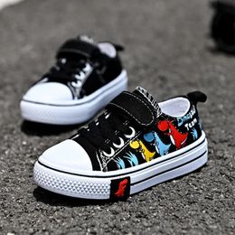 Children Cartoon Canvas Shoes for Boys Girls Casual Lowtop Spring Breathable Nonslip Board Fashion Kids Sneakers 240516