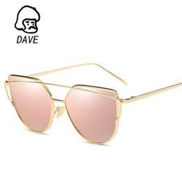 Occhiali da sole 2021 marchio retrò gatto da donna donna vintage in oro rosa occhiali unici da donna piatto oculos oculos uv400 247q