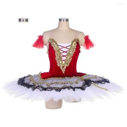 Stage Wear Red Stretch Veet Bodice Ballet Tutu Costumes With Gold Applique Professional Pancake For Women And Girls Bll452 Drop Deliv Dhxbu