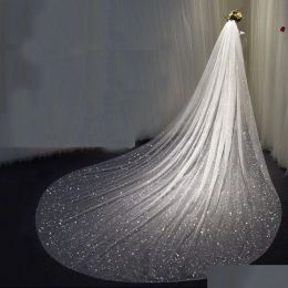 Veils Bridal Veils Sparkly Bling Wedding Long Cathedral Length Sequined Beads Bride Veil With Comb Drop Delivery Party Events Accessorie