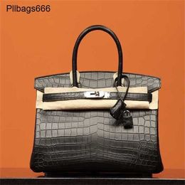 Designer Bags Womens Handbags Master Zhang Handmade Bag Baijin Platinum 30 Nile Crocodile Fog Face Real Skin 289 Black 5a